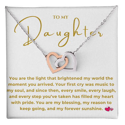 To My Daughter Interlocking Hearts Necklace