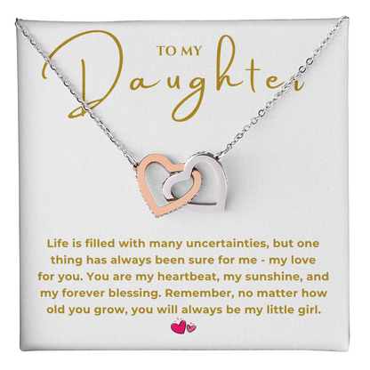 To My Daughter Interlocking Hearts Necklace