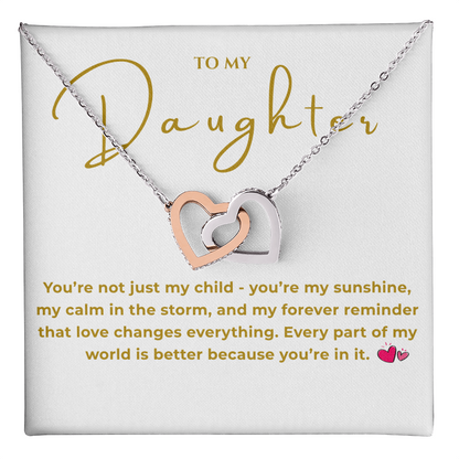 To My Daughter Interlocking Hearts Necklace