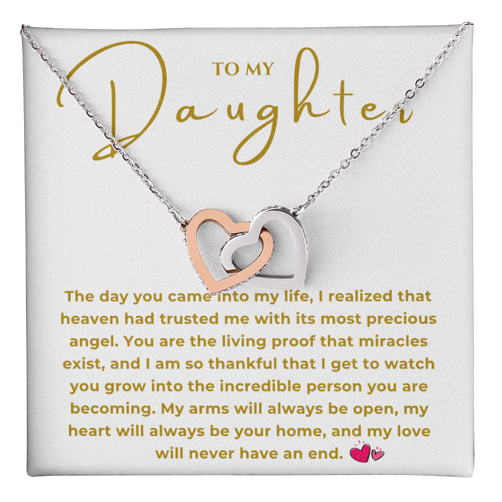 To My Daughter Interlocking Hearts Necklace