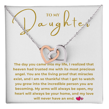 To My Daughter Interlocking Hearts Necklace