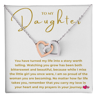 To My Daughter Interlocking Hearts Necklace