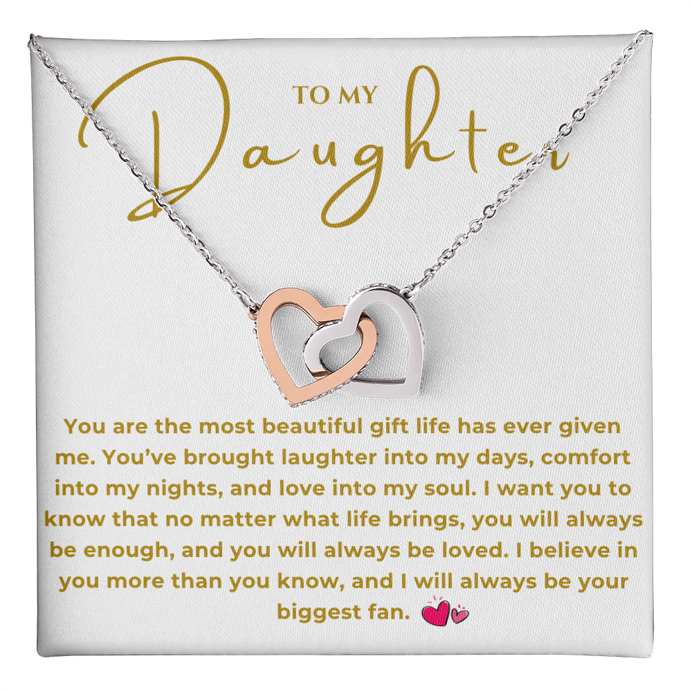 To My Daughter Interlocking Hearts Necklace