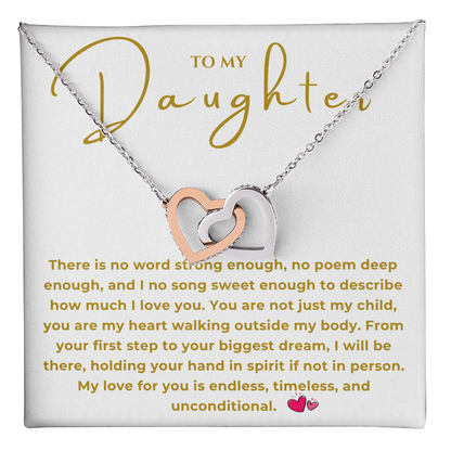 To My Daughter Interlocking Hearts Necklace