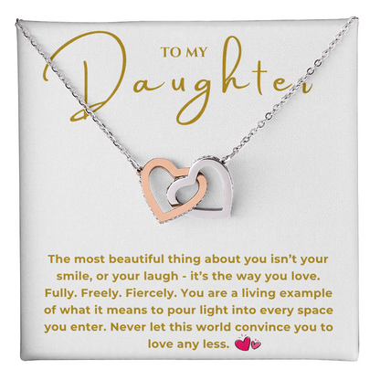 To My Daughter Interlocking Hearts Necklace
