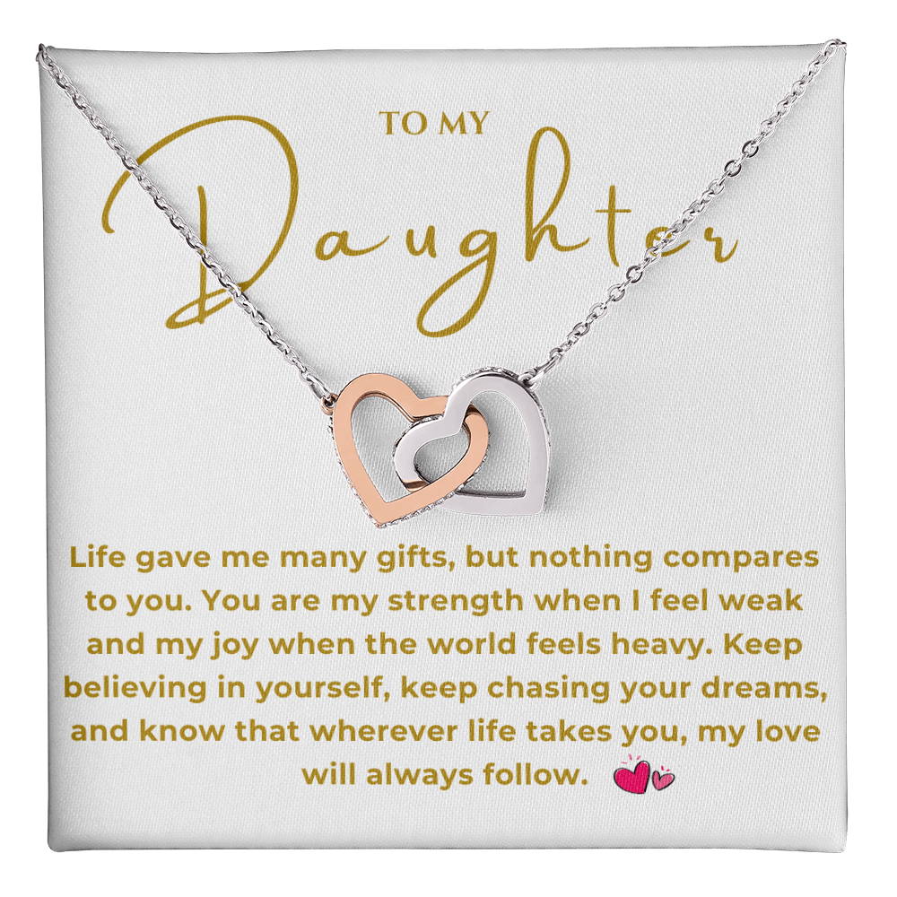 To My Daughter Interlocking Hearts Necklace