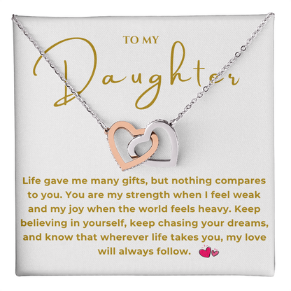 To My Daughter Interlocking Hearts Necklace