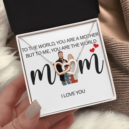 Personalized Mom I Love You Interlocking Hearts Necklace