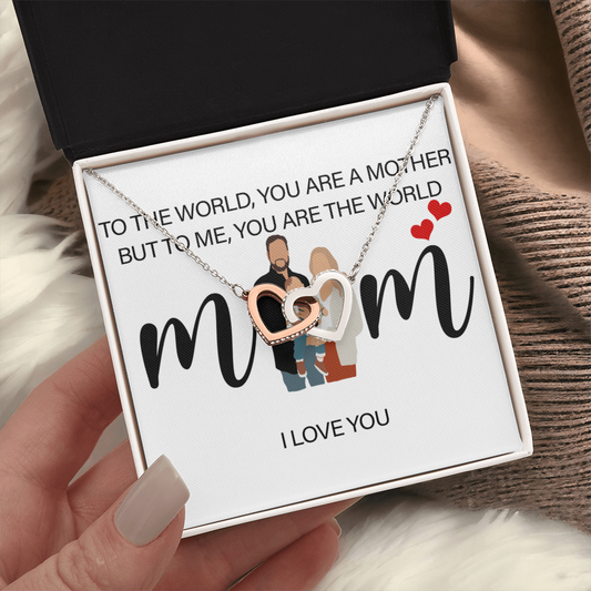 Personalized Mom I Love You Interlocking Hearts Necklace