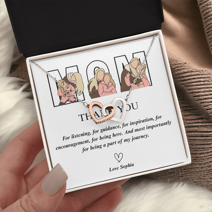 Personalized Thank You Mom  Interlocking Hearts Necklace