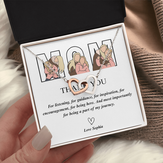 Personalized Thank You Mom  Interlocking Hearts Necklace