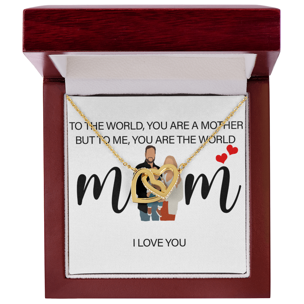 Personalized Mom I Love You Interlocking Hearts Necklace