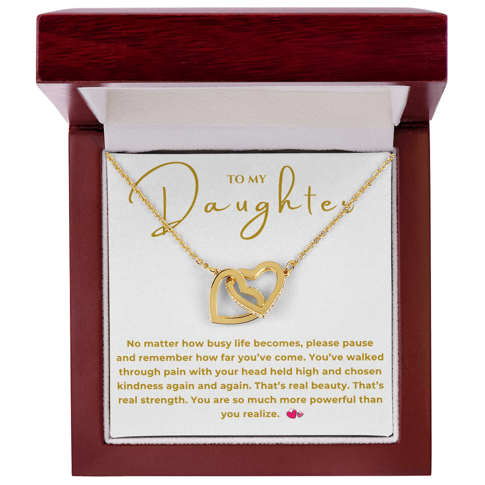 To My Daughter Interlocking Hearts Necklace