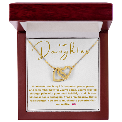 To My Daughter Interlocking Hearts Necklace