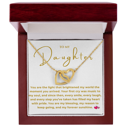 To My Daughter Interlocking Hearts Necklace