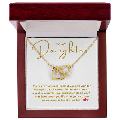 To My Daughter Interlocking Hearts Necklace