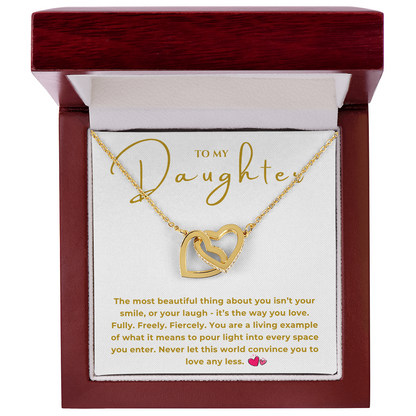 To My Daughter Interlocking Hearts Necklace