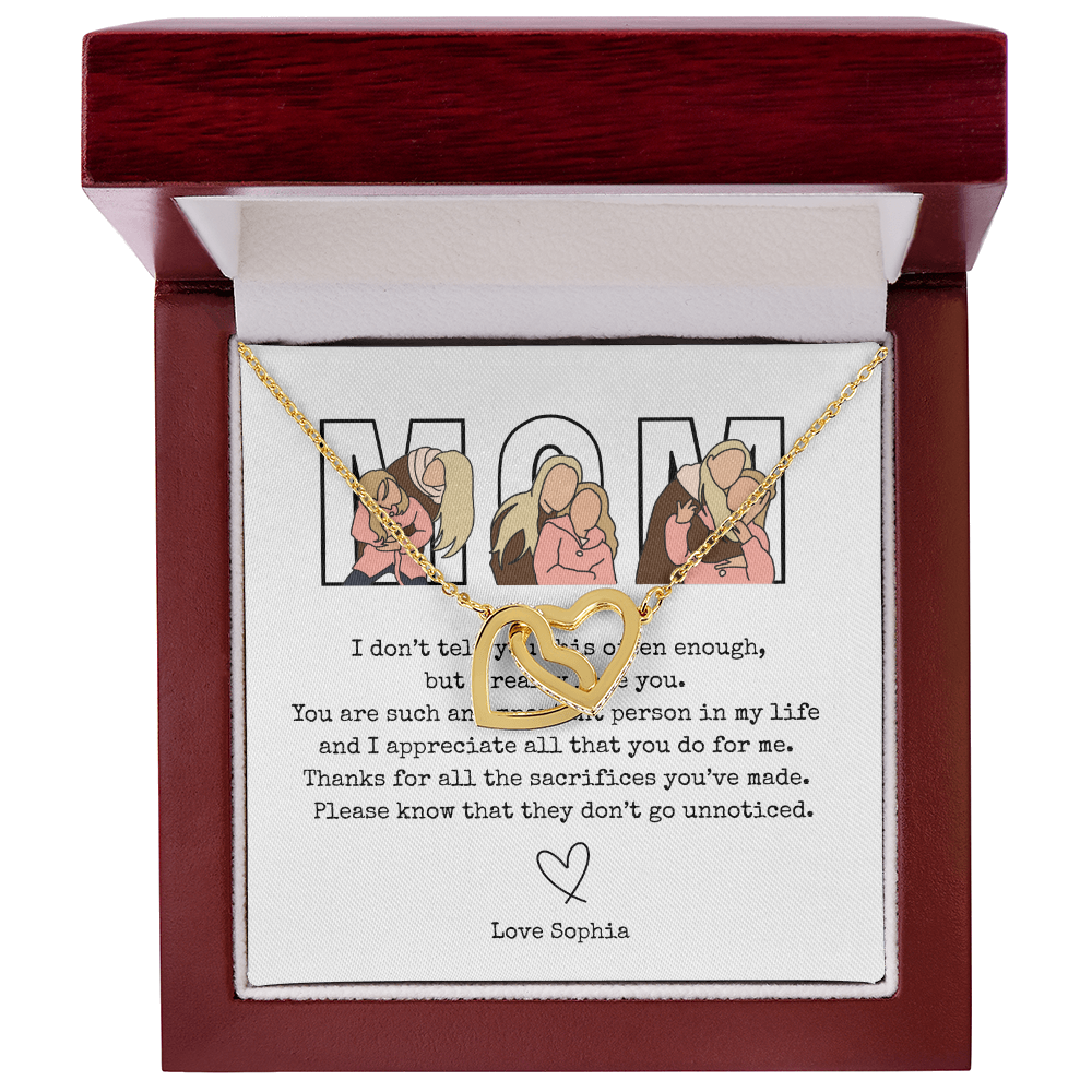 Personalized Mom Interlocking Hearts Necklace