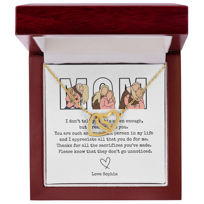 Personalized Mom Interlocking Hearts Necklace