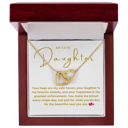To My Daughter Interlocking Hearts Necklace