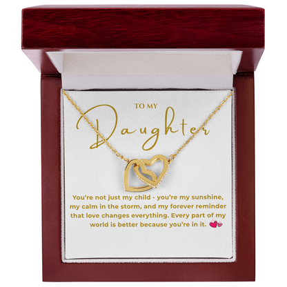 To My Daughter Interlocking Hearts Necklace