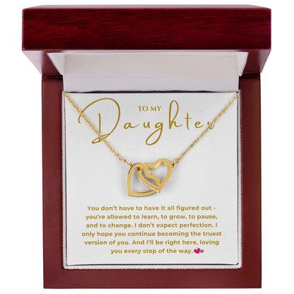 To My Daughter Interlocking Hearts Necklace