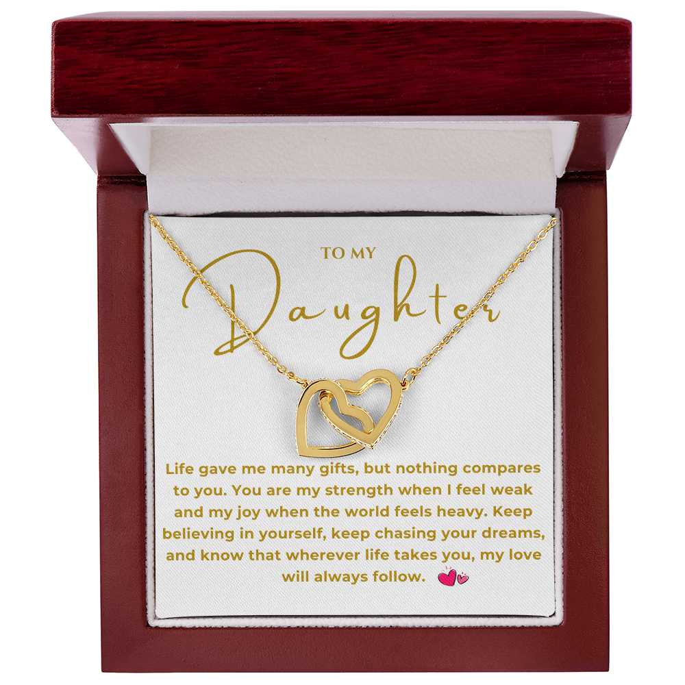To My Daughter Interlocking Hearts Necklace
