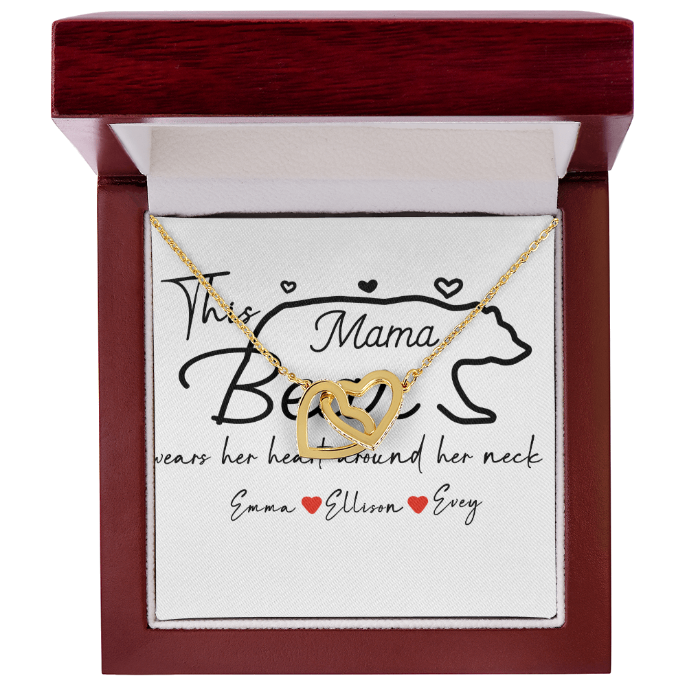 Personalized Mama Bear Interlocking Hearts Necklace