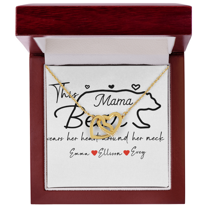 Personalized Mama Bear Interlocking Hearts Necklace