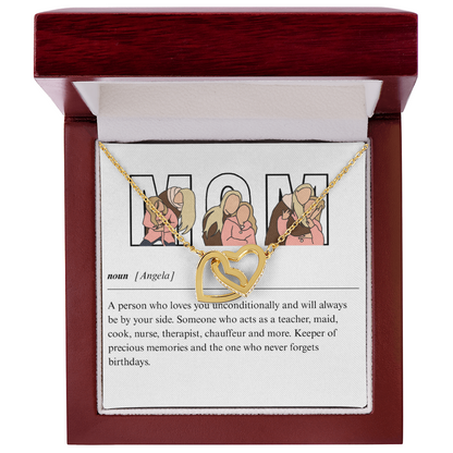 Personalized Mom Interlocking Hearts Necklace