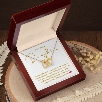 To My Sweet Daughter Interlocking Hearts Necklace