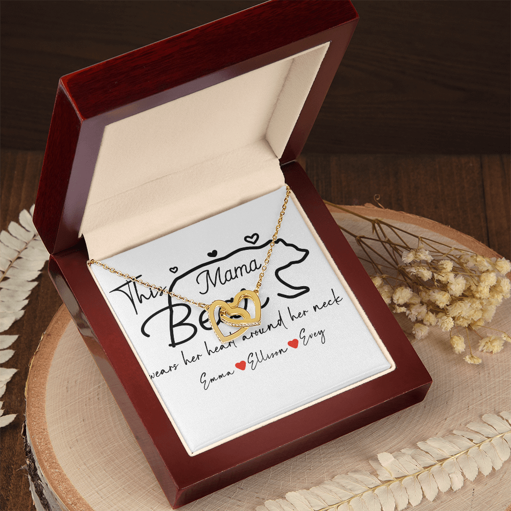 Personalized Mama Bear Interlocking Hearts Necklace