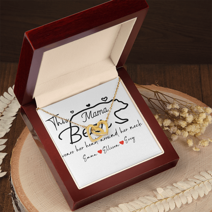 Personalized Mama Bear Interlocking Hearts Necklace
