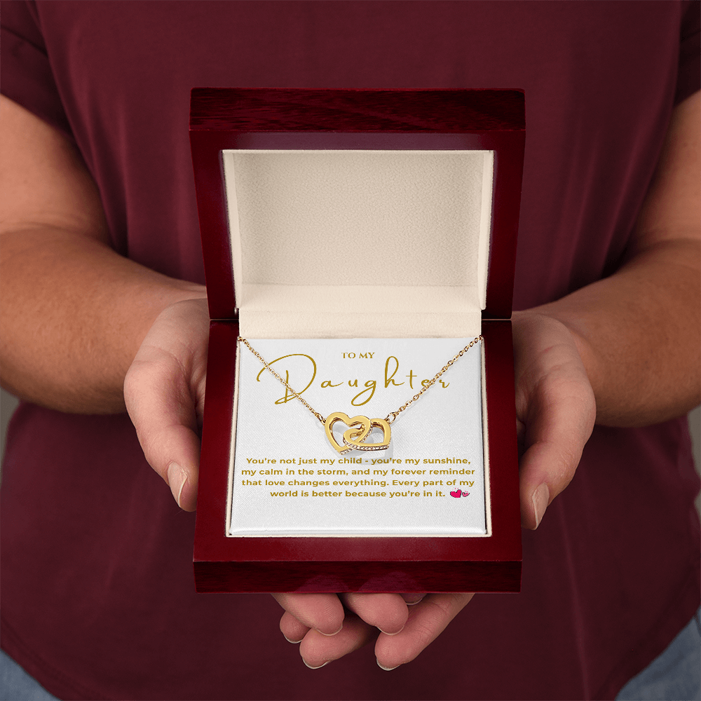 To My Daughter Interlocking Hearts Necklace