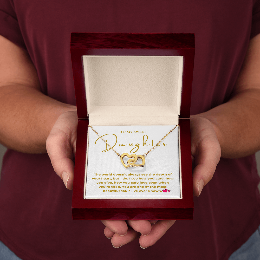 To My Sweet Daughter Interlocking Hearts Necklace
