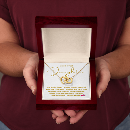 To My Sweet Daughter Interlocking Hearts Necklace