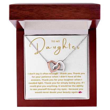 To My Daughter Interlocking Hearts Necklace