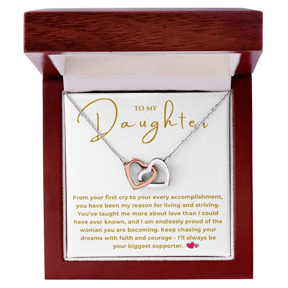 To My Daughter Interlocking Hearts Necklace
