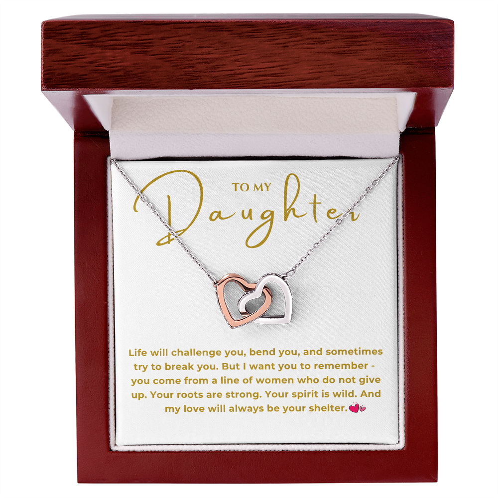 To My Daughter Interlocking Hearts Necklace