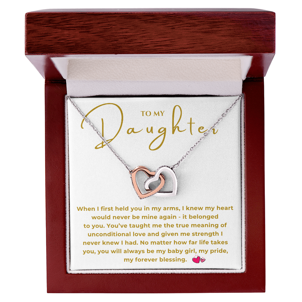 To My Daughter Interlocking Hearts Necklace