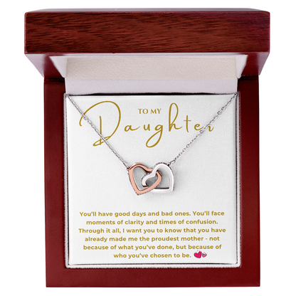 To My Daughter Interlocking Hearts Necklace