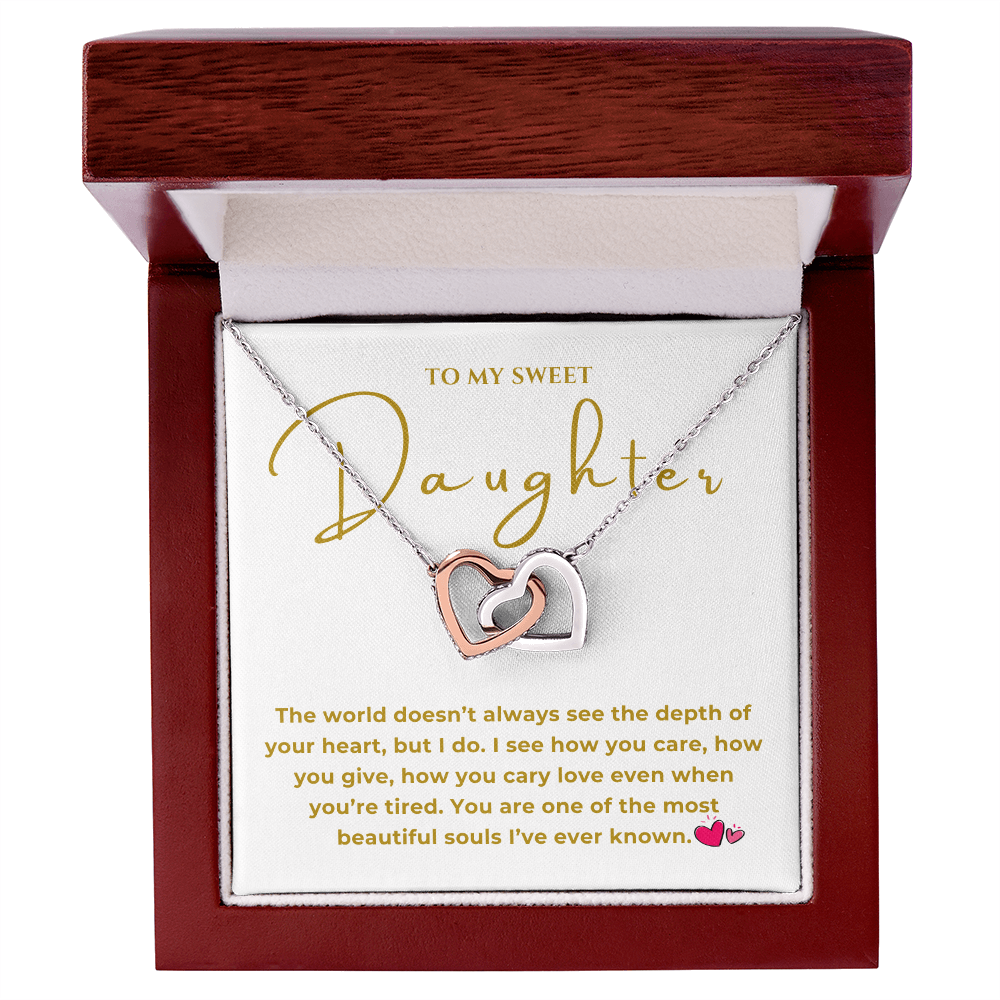To My Sweet Daughter Interlocking Hearts Necklace
