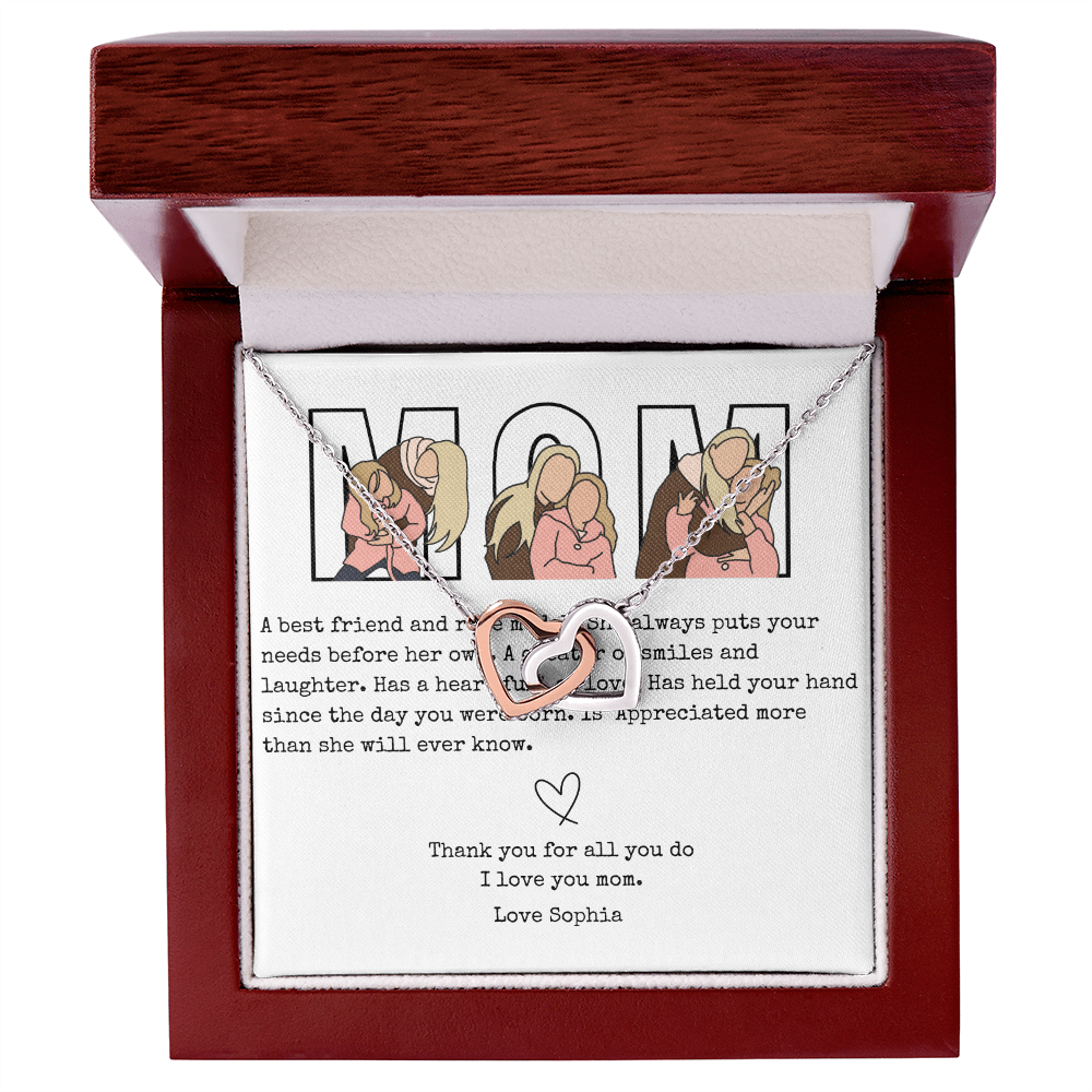 Personalized Mom Interlocking Hearts Necklace