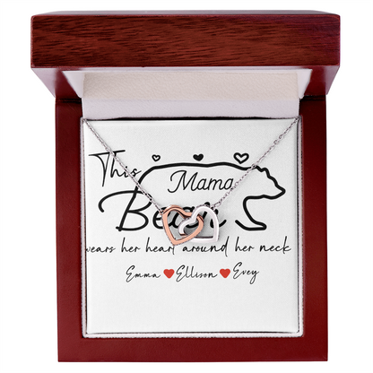Personalized Mama Bear Interlocking Hearts Necklace