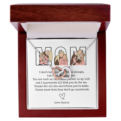 Personalized Mom Interlocking Hearts Necklace