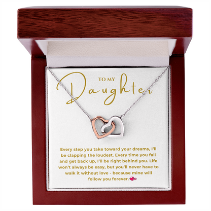 To My Daughter Interlocking Hearts Necklace