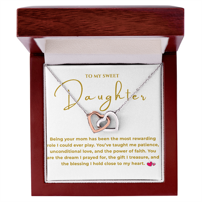 To My Daughter Interlocking Hearts Necklace