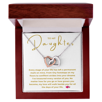 To My Daughter Interlocking Hearts Necklace