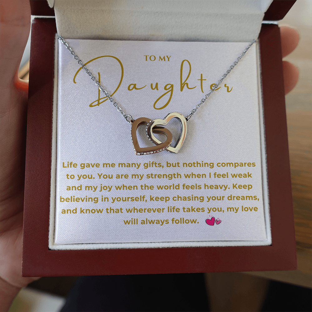 To My Daughter Interlocking Hearts Necklace