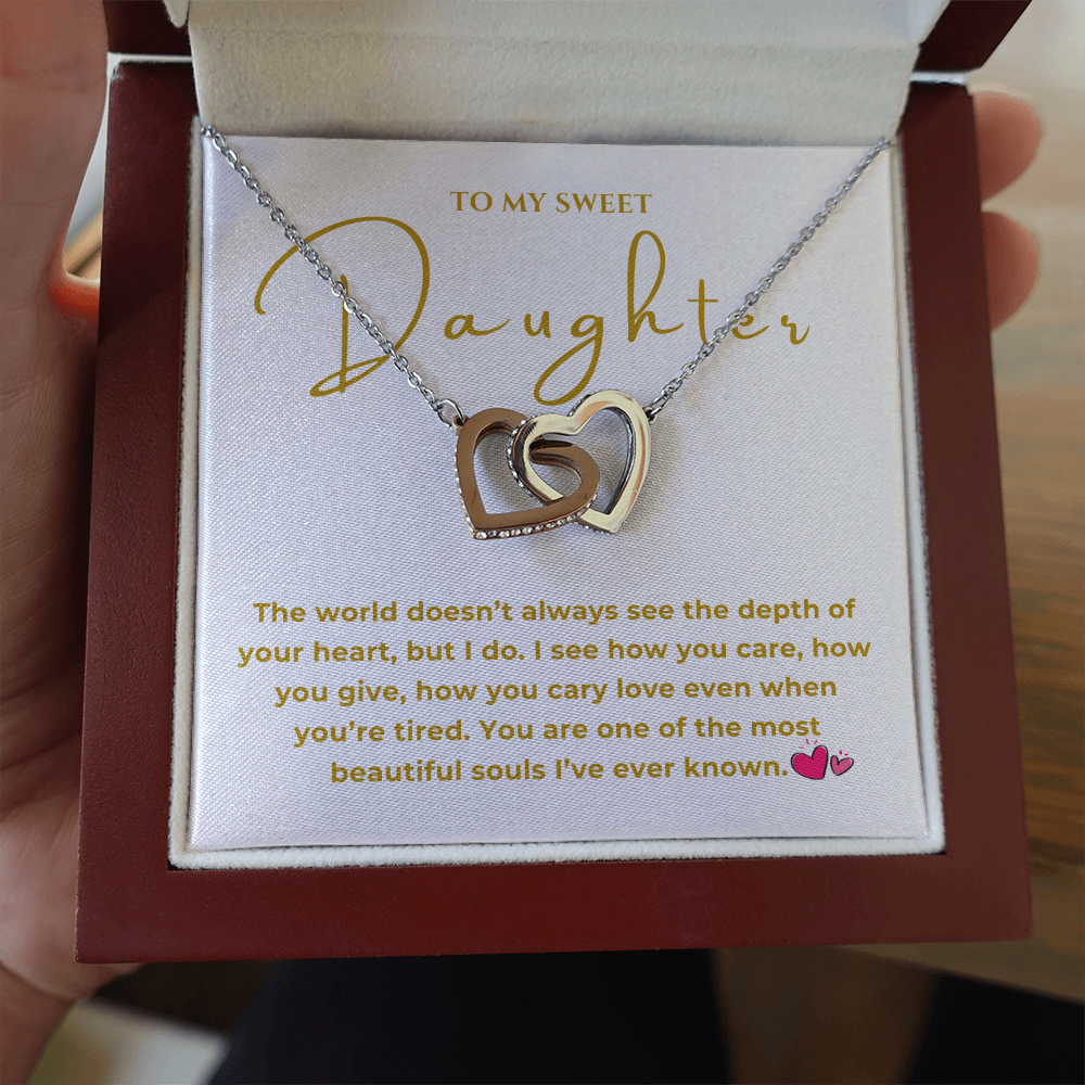 To My Sweet Daughter Interlocking Hearts Necklace